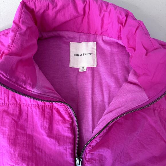 Thread & Supply Hot Pink Cropped Puffer Vest Women's Size Medium - Picture 2 of 4